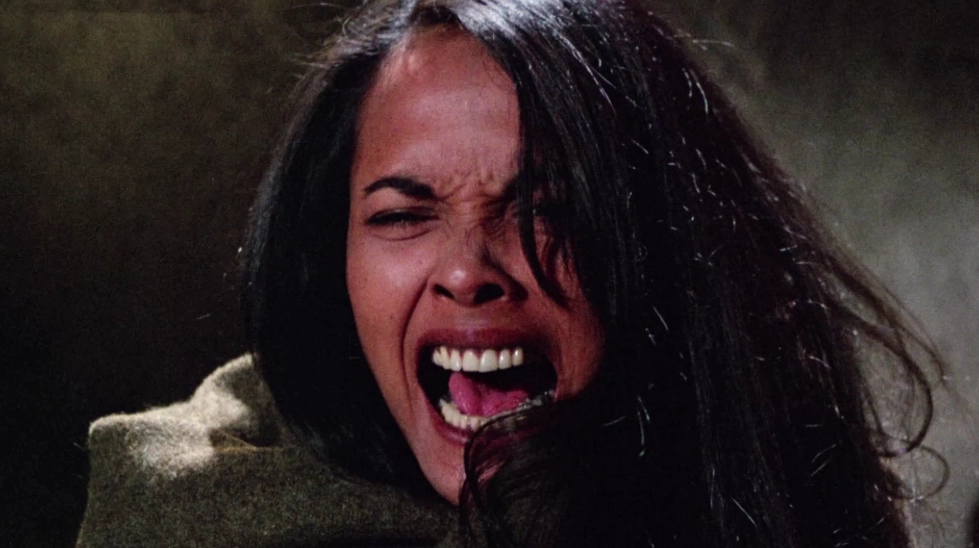 Laura Gemser as Emanuelle attacked by rats in the dungeon scene from Koğuştaki Vahşet (Violenza in un carcere femminile, 1982)